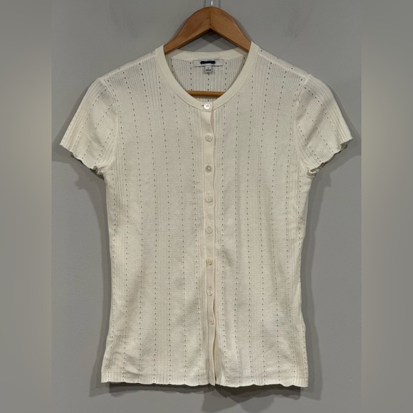 Madewell Cream Lilla Short Sleeve Cardigan Sweater L NWT - Picture 5 of 8